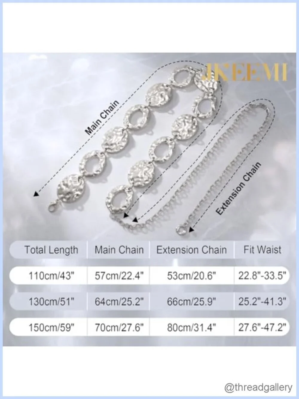 Metal Chain Waist Belt Adjustable for Dresses Jeans